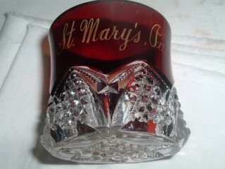 Eapg Ruby Flash Antique Souvenir Glass St.  Mary 