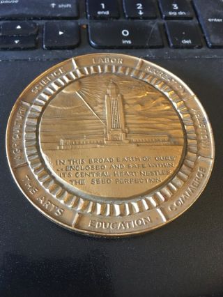 1867 - 1967 Nebraska Commemorative Bronze Medallion 3 " Medallic Art Co,  Ny