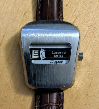 Vintage Lucerne Swiss Mechanical Digital Watch Jump Hour