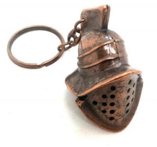 Bronzed Metal Gladiator Helmet Key Chain From Italy