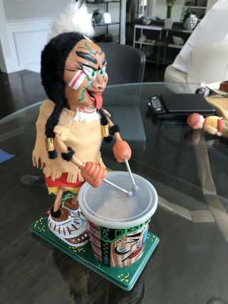 Vintage Nutty Mad Crazy Indian Drummer - 1960’s Marx Tin Plate Toy USA 2