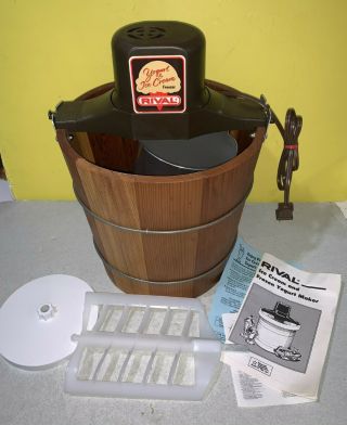Vintage Rival Electric Ice Cream/yogurt Maker 8455 Wood Bucket 4 Qt.  -