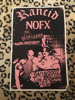 Rancid Nofx The Distillers The Real Mckenzies Concert Poster 2002 Punk Vintage