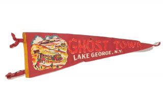 Vintage Ghost Town Lake George Ny Pennant Souvenir Flag 26”