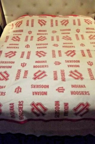 Vintage Indiana University Iu Hoosiers Fleece Full Size Blanket