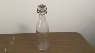 Vintage A.  W.  Schrader Scranton Pa Clear Bottle W/ Hinged Lid