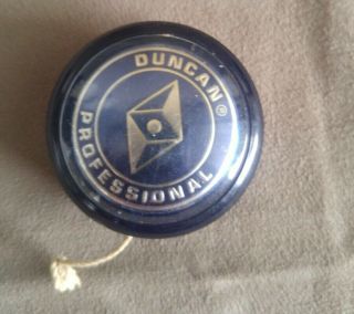 Vintage Duncan Slimline Professional Yo Yo - Gold & Blue With Diamond U.  S.  A