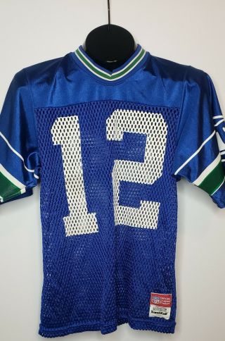 Vintage 80s Seattle Seahawks Sand Knit Jersey 12th Man Size Small