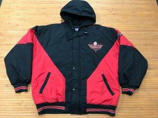 Mens Large - Vtg 90s Nba Portland Trail Blazers Logo 7 Quilted Hooded Zip Jacket