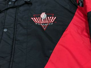 MENS LARGE - Vtg 90s NBA Portland Trail Blazers Logo 7 Quilted Hooded Zip Jacket 2
