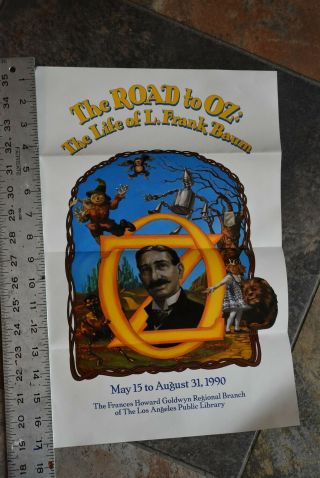 Wizard Of Oz Vintage L.  Frank Baum Exhibition Poster 1990 Los Angeles Library