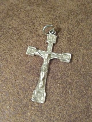 Vintage 925 Sterling Silver Cross Crucifix Religious Church Pendant
