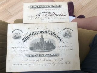 Pair 1879 Albany York State Capitol Invitations Inauguration & Reception