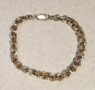 Vintage Sterling Silver Heavy Chain Link Bracelet 19.  5 Grams 7 - 1/4 "