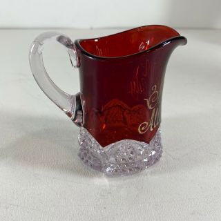 1903 Antique Ruby Red Flash Glass Cup Mug 