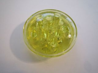 Vintage Vaseline Yellow Glass 11 Hole Domed Flower Frog