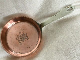 Miniature Copper Saute Fry Pan From " Lasserre Paris " Restaurant 3 - 1/8 " Pan Dia.