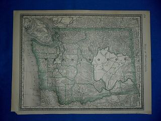 Vintage 1882 Atlas Map Washington Territory Old Antique & Authentic