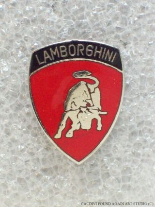 Vintage Lamborghini Logo Lapel Pin Sports Car Tie Tack Bull Enamel Auto Badge