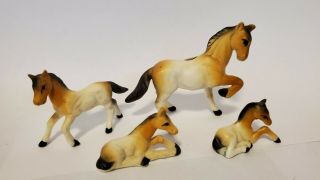 Vintage 4 Bone China Miniature Horse Family Foal Colt Mare Farm Animal Figurines