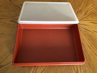 Vintage Tupperware Deli Lunch Meat Bacon Keeper Container Sheer Lid Red Bottom