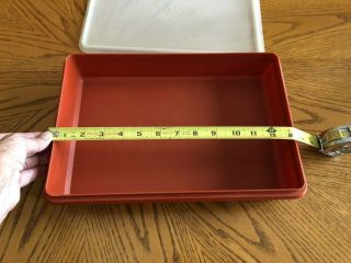 Vintage Tupperware Deli Lunch Meat Bacon Keeper Container Sheer Lid Red Bottom 3