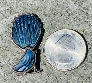 Vintage Zealand Ataahua Paua Shell Fan Tail Bird Pin Flying Bee Mark