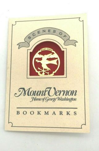 1987 Vtg Bookmark 24 Kt Gold Finish Mount Vernon Design Master Associates Va