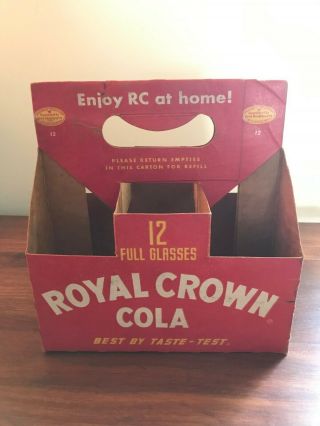 1950s Vintage Royal Crown Cola Rc Six - Pack Soda Bottle Cardboard Carrier Carton