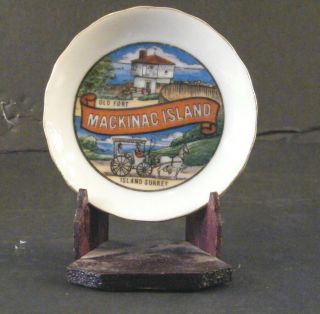Old Fort Mackinac Island Surrey Michigan Souvenir Miniature Saucer Dish Plate