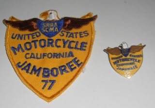 1977 Scma Srra California United States Motorcycle Club Jamboree Patch & Pin