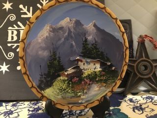 Austria Innsbruck Tirol Wood Landscape 3d Made Tyrol Plate Vintage Hand Painted