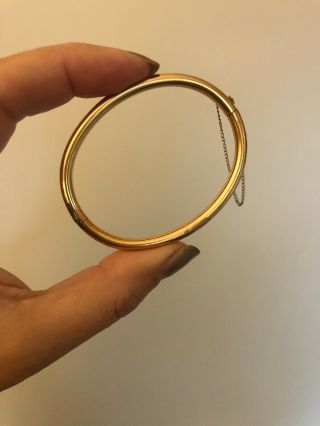 Vintage 14k Gold Filled Fitted Hinged Bangle Bracelet 4smallwrist No Design/mono