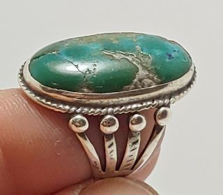Vintage Old Pawn Navajo Sterling Silver 925 Ring Sz 6.  00 Turquoise 7 Grams