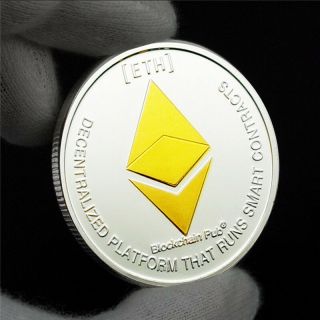 Eth Ethereum Cryptocurrency Virtual Currency Gold & Silver Plated Coin | Bitcoin