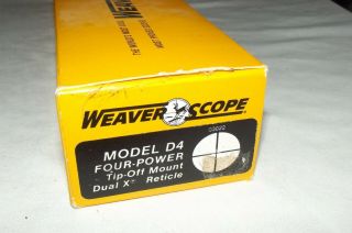 Vintage Weaver Rifle Scope Model D4 Four - Power Crosshair Reticle