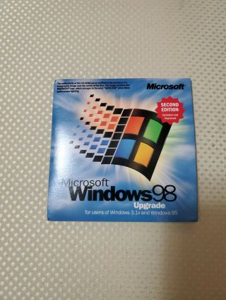 Microsoft Windows 98 Upgrade Cd,  Key For Windows 95 Vintage Disc Classic
