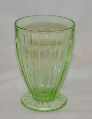 Vintage Jeannette Glass Sierra " Pinwheel " Green 9 Oz Footed Tumbler