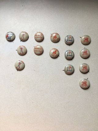 Vintage 1940’s Baseball Pins Pirates Phillies Indians Tigers Giants Nationals