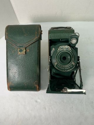 Vintage Kodak No.  1a Pocket Folding Camera,  Green With Case