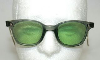 Vintage Ao American Optical Safety Sunglasses Glasses Green Lens Grey Frame
