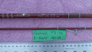 Fenwick Fs - 70 Vintage Spinning Rod 1960 