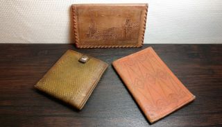 Vintage Set Wallet Purse Leather Moscow Kremlin Ussr Soviet A