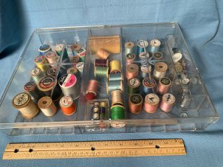 Vintage Dritz Sewing Box Clear Acrylic Thread Box Full W Spools Thread