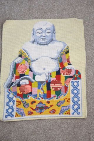 Charming Vintage Hand - Stitched Needlepoint Tapestry Buddha Kaffe Fassett Design