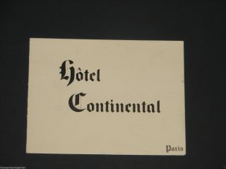 Hotel Continental Paris France Westin Ww2 Era Years Greeting Aimé Dallemagne