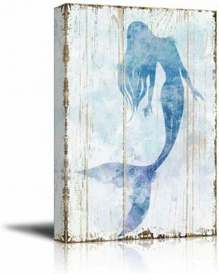 Wall26 - Mermaid Picture On Vintage Background - Canvas Art Wall Decor