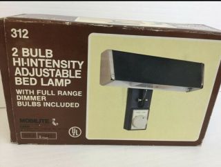 Vtg Nos Headboard Reading Lamp Light Dimmer Adjustable Almond/chrome Mcm / Bulbs