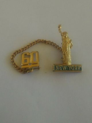 Vintage 1960 Statue Of Liberty Souvenir Sweetheart Pins York City