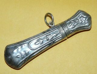 Vintage " Art Nouveau " Sterling Silver " 925 " Ornate Design Needle Case Signed